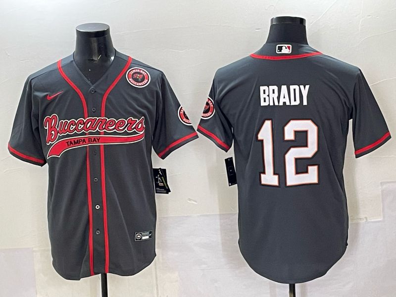 Men 2025 Tampa Bay Buccaneers 12 Brady Grey Joint Name Nike Limited NFL Jersey style 05